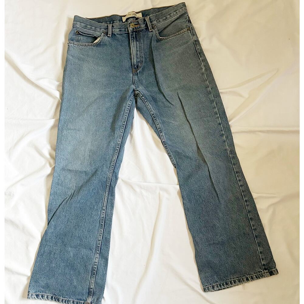 blue medium wash y2k 2000s baggy mid/high rise jeans